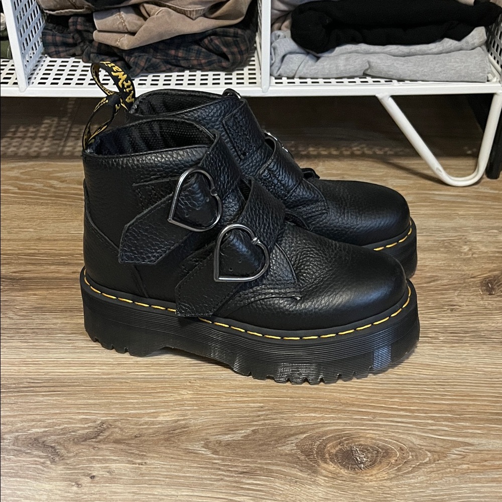 Dr. Martens Black Platform Boots with Double Buckles